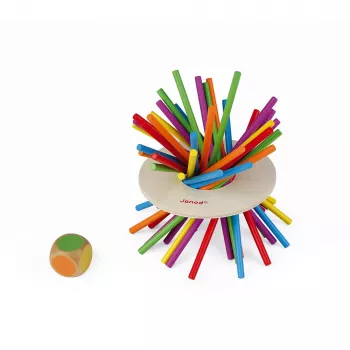 Janod Crazy Sticks igra ravnotežja – lesena igra spretnosti za 1–4 igralce, večbarvna