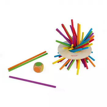 Janod Crazy Sticks igra ravnotežja – lesena igra spretnosti za 1–4 igralce, večbarvna