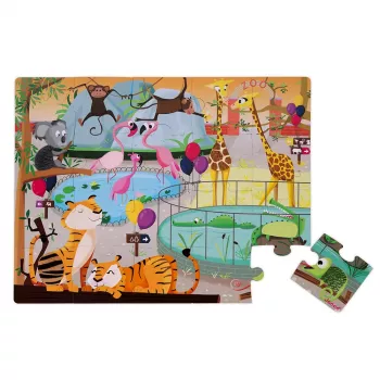 Janod Zoo vlak leseni igralni set 20 delov