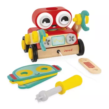 Janod Brico'Kids leseni robot za sestavljanje in vlečenje 2+
