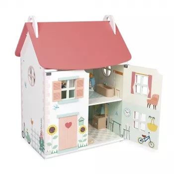 JANOD Lilliputiens lesena hišica za punčke s 15 dodatki J06467