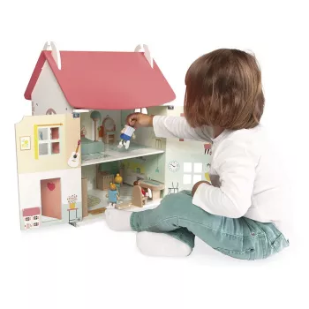 JANOD Lilliputiens lesena hišica za punčke s 15 dodatki J06467
