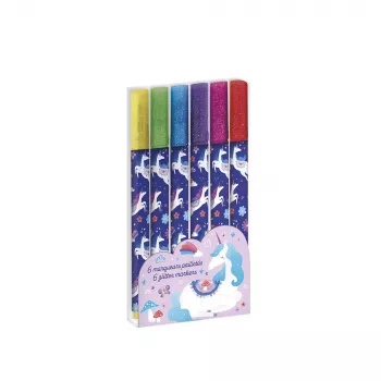 Janod bleščeči flomastri 6 barv Unicorns Dreamland 6+