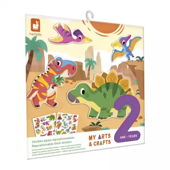 Janod My Arts & Crafts dinozavri komplet nalepk za večkratno uporabo za malčke 2+