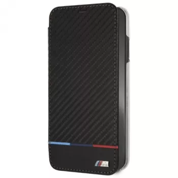 BMW M Carbon Tricolor Stripe ovitek za Apple iPhone XS Max – črn