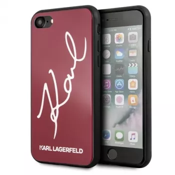 Karl Lagerfeld KLHCI8DLKSRE Signature Glitter trdi ovitek za iPhone 7/8/SE 2020/SE 2022, rdeč