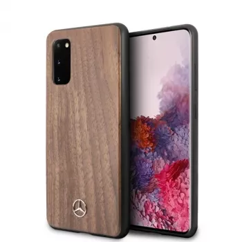 MERCEDES-BENZ Wood Line Walnut trdi ovitek za Samsung Galaxy S20 (SM-G980) – rjav