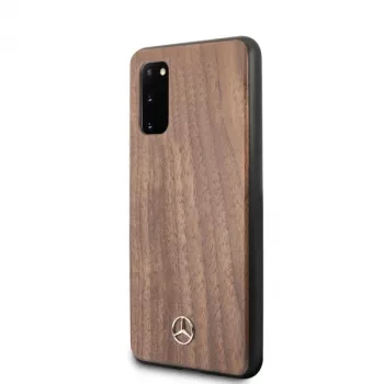 MERCEDES-BENZ Wood Line Walnut trdi ovitek za Samsung Galaxy S20 (SM-G980) – rjav