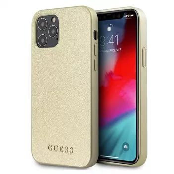 Guess GUHCP12LIGLGO trdi ovitek za iPhone 12 Pro Max 6,7 inch Gold Iridescent