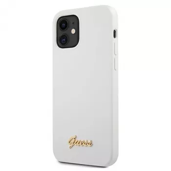 Guess GUHCP12SLSLMGWH iPhone 12 Mini 5,4 inch beli trdi ovitek Metal Logo Script