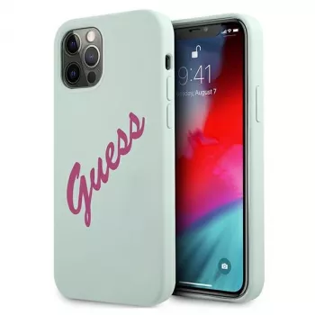 Guess Silicone Vintage trdi ovitek za Apple iPhone 12 / 12 Pro 6,1 inch – moder fuksija