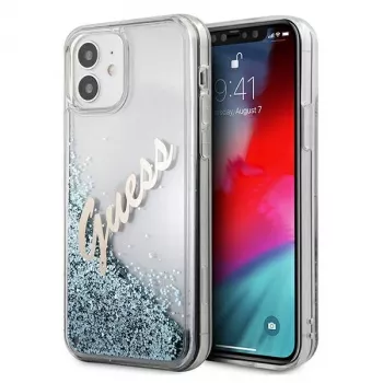 Guess Glitter Vintage Script trdi ovitek za Apple iPhone 12 mini – moder