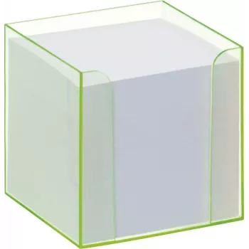 Folia 9907/4 škatla za zapiske s fluorescentno zelenim robom in kocko papirja