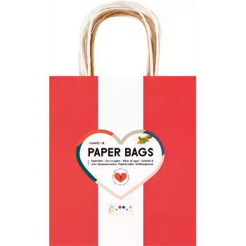 Folia 7 papirnate vrečke CLASSIC M rdeča naravna zelena krem kovinsko zlata 18,0 x 21 cm