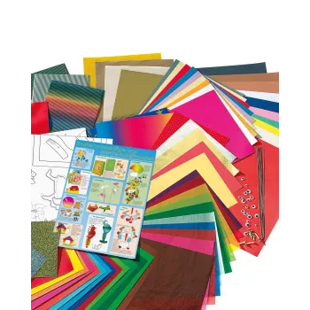 Folia 50915/1 set ustvarjalnega papirja – 107 delov – večbarvno – fantje in dekleta – papir, karton, folija – škatla