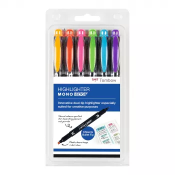 Tombow MONO Edge set označevalnikov - koničasta in okrogla konica 3,8mm 0,8mm debelina črte mešane barve (6 pisal)