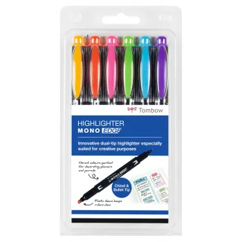Tombow MONO Edge set označevalnikov - koničasta in okrogla konica 3,8mm 0,8mm debelina črte mešane barve (6 pisal)