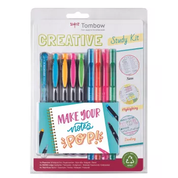 Tombow The Creative Study Kit vključuje 4 kemične svinčnike Reporter in 4 označevalce Mono Edge