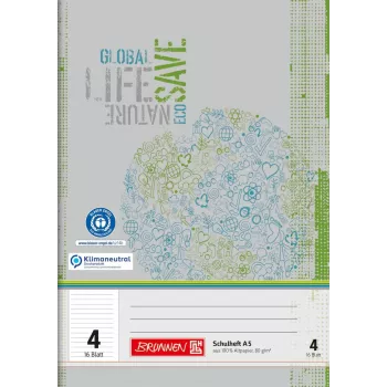 BRUNNEN šolski zvezek Recycling linija 4 črtan brez roba
