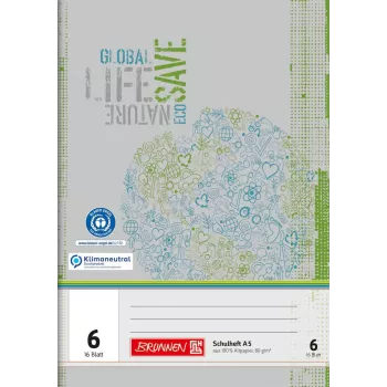 Brunnen šolski zvezek Recycling linija 6 brezčrtni brez roba A4