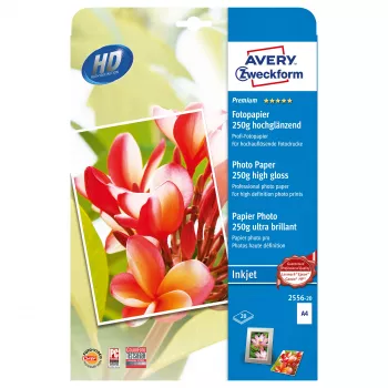 Avery Zweckform 2556-20 premium sijajni foto papir, sijaj, A4, 250 g/m², 20 listov
