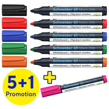 Schneider Maxx 290 komplet markerjev za belo tablo in flipchart, 6 kosov, različne barve, 2,0–3,0 mm