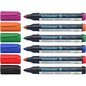 Schneider Maxx 290 komplet markerjev za belo tablo in flipchart, 6 kosov, različne barve, 2,0–3,0 mm