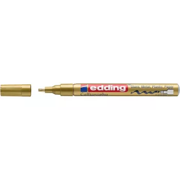 EDDING 4-753053 zlati barvni marker – okrogla konica – debelina črte 1–2 mm – aluminijasto ohišje – na oljni osnovi – trajno – visoko prekrivno
