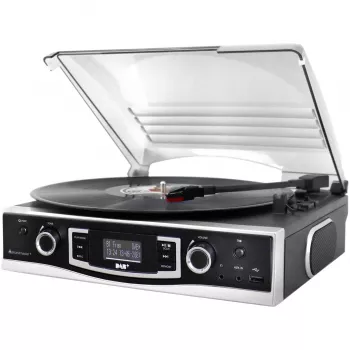 Soundmaster PL590SW stereo sistem gramofon z DAB+, FM, AUX, USB, funkcija snemanja, črn