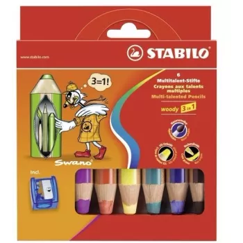 STABILO woody 3 in 1 Multi 6 kosov - barve sortirane