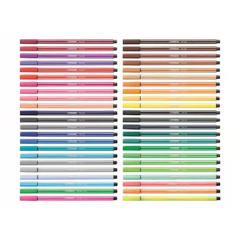 STABILO Pen 68 set flomastrov, 20 različnih barv, plastična škatla, Zebrui turkizen, debelina črte 1 mm