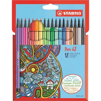STABILO Pen 68 - fine - 18 barv - mešane - okrogla konica - 1 mm - mešane