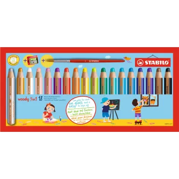 STABILO Woody 3 in 1 Multi-Talent svinčnik – mehak – mešane barve – 18 kosov