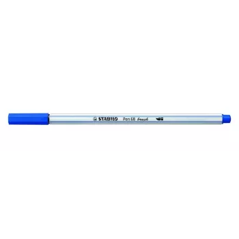 STABILO Pen 68 Brush - modra - konica s čopičem - črnilo na vodni osnovi - šestkotna - 1 pero