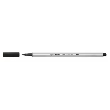 STABILO Pen 68 Brush - Medium - črna - konica s čopičem - črnilo na vodni osnovi - Nemčija - odrasli in otroci