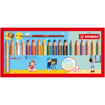 STABILO Woody 3-in-1 Multi-Talent svinčnik 7,6 cm 18-delni pastelni set s čopičem