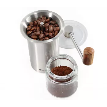 Zassenhaus mlinček za kavo BARISTA nerjavno jeklo / steklo ročni mlin s keramičnim mlinom
