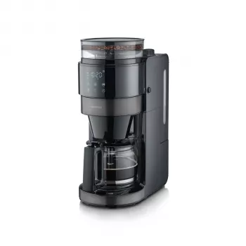 SEVERIN KA 4830 filtrni kavni aparat z mlinčkom in stekleno posodo, 10 skodelic, 1000 W, črno/nerjavno jeklo