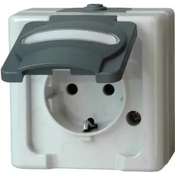 HEINRICH KOPP vtičnica Schuko 1-kratna nadometna za vlažne prostore IP44 siva 16A 250V (103356006)