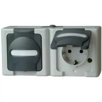 HEINRICH KOPP BLUE ELECTRIC nadometna kombinacija stikala in vtičnice Schuko, siva (131256002)