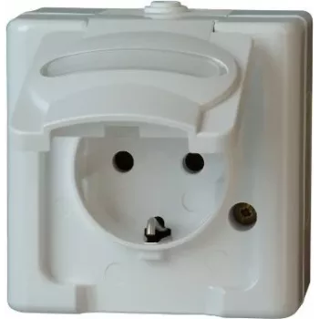HEINRICH KOPP vtičnica Schuko 1-kratna nadometna za vlažne prostore IP44 arktično bela 16A 250V (103302007)