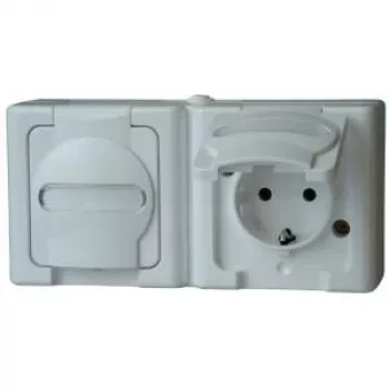 HEINRICH KOPP BLUE ELECTRIC nadometno kombinirano stikalo in vtičnica Schuko, IP44, arktično bela, 250V, 16A (131202003)