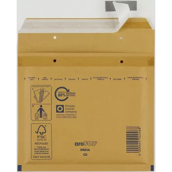 Vereinigte Papierwarenfabriken 100 aroFOL CLASSIC oblazinjenih pošiljateljskih ovojnic z mehurčki, velikost 11 (A1), 165x100 mm, rjava/kraft