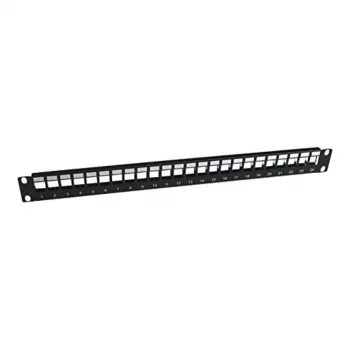 Panasonic 3SR-PATCH-24P 24-portna patch plošča (Keystone tip) vključno s 24 RJ45 Cat.6 UTP Keystone vtičnicami - črna