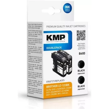 KMP DOUBLEPACK B60D črna kartuša s črnilom paket 2, 14,1 ml