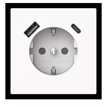 Busch-Jaeger vtičnica SCHUKO / USB-A+C Safety+ 20 EUCB2USBAC-44G studijsko bela