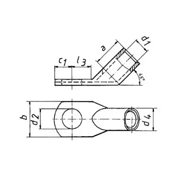 Klauke 47R1245 cevna kabelska končnica 45° 70mm² M12 E-Cu galvansko pocinjena