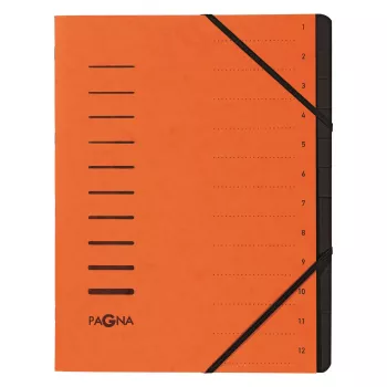 Pagna 40059-12 mapa z 12 predali 1–12, A4, oranžna