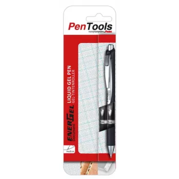 Pentel EnerGel Document tekoči gel roller kemični svinčnik, 2 kosa, črn, 0,5 mm