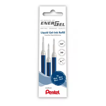Pentel 3 vložki za gel svinčnik EnerGel, modri, 0,7 mm